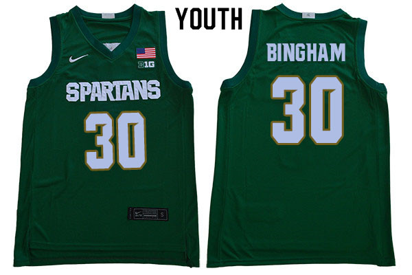 2019-20 Youth #30 Marcus Bingham Michigan State Spartans College Basketball Jerseys Sale-Green